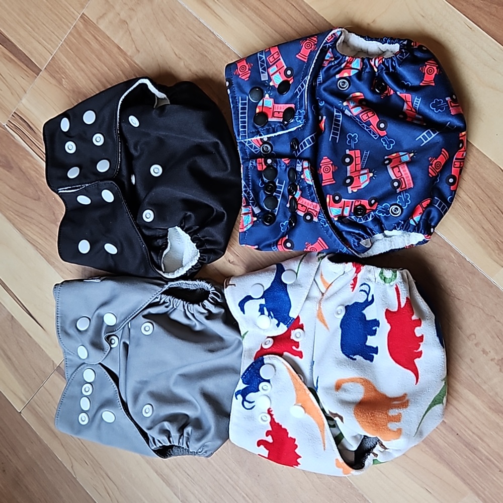 Cloth Snap Pocket Diapers One Size Lot of Four